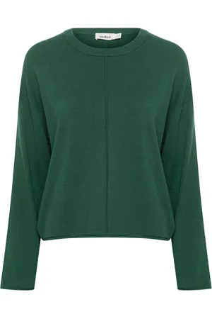 Soaked in Luxury Strik, Dame, Grøn, M, Uld, Boxy Crew-Neck Strik Rain Forest