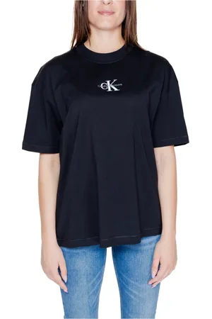 Calvin Klein Top, Dame, Sort, M, Bomuld, Sort Enkel Kortærmet T-shirt til Kvinder