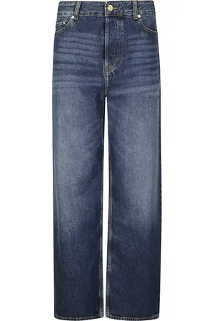 Ganni Jeans, Dame, Blå, W28, Denim, Wide Leg Rigid Denim Izey Jeans