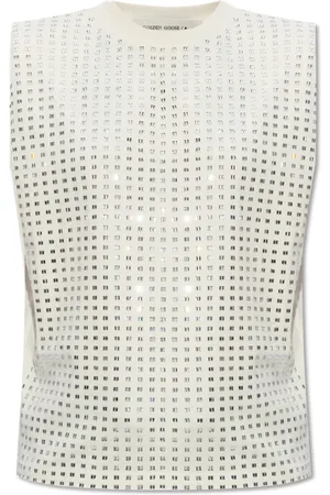 Golden Goose Top, Dame, Hvid, XS, Bomuld, Top med Applikationer