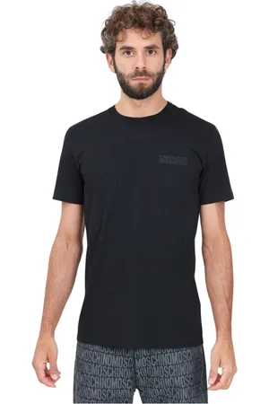 Moschino Top, Herre, Sort, L, Bomuld, Sort kortærmet logo T-shirt