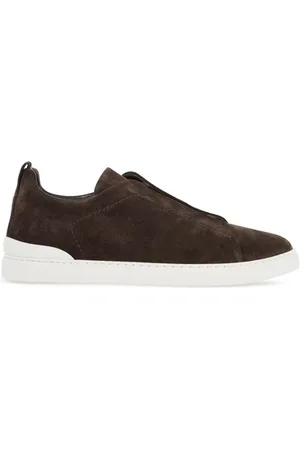 Ermenegildo Zegna Sko, Herre, Brun, 42 EU, Suede, Suede Triple Stitch Slip-On Sneakers
