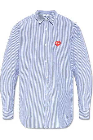Comme des Garçons Skjorte, Herre, Blå, XL, Bomuld, Stribet Skjorte
