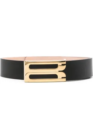 Victoria Beckham Tilbehør, Dame, Sort, 70 CM, Læder, Sort Læderbælte med Logo Spænde