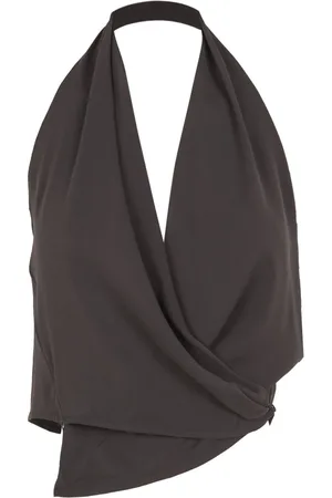 Cortana Top, Dame, Sort, L, Silke Stretch Cross-Front Halter Top