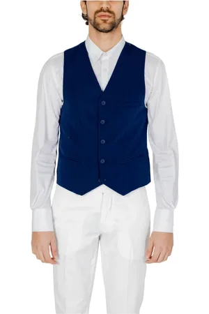Only & Sons Jakkesæt, Herre, Blå, M, Uld, Lys Blå Knappet Gilet