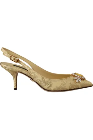 Dolce & Gabbana Sko, Dame, Gul, 35 EU, Uld, Guld Krystal Slingback Hæle