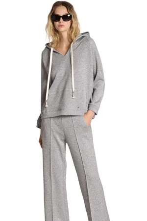 Masons Sweathshirts & Hoodies, Dame, Grå, L, Uld, Sporty Jersey Hoodie med Lurex