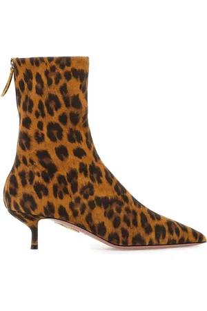 Aquazzura Sko, Dame, Brun, 37 1/2 EU, Læder, Leopard Print Montmartre Bootie Ankelstøvler