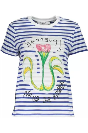Desigual Top, Dame, Flerfarvet, M, Bomuld, Chic Blå Tee med Kontrastdetaljer
