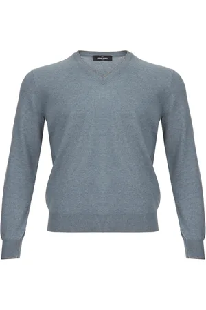 Gran Sasso Strik, Herre, Grå, L, Cashmere, Cashmere V-Neck Sweater