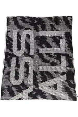 Roberto Cavalli Tilbehør, Herre, Grå, ONE SIZE, Uld, Fantasy Wool-Blend Tørklæde