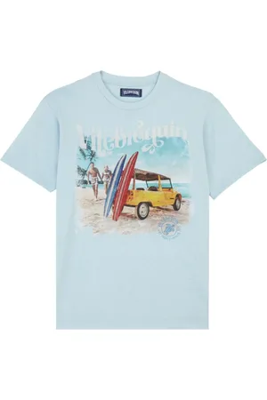 Vilebrequin Top, Herre, Blå, M, Bomuld, Herre Surf Bomuld T-shirt