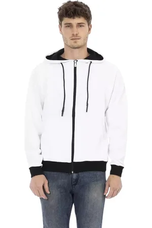 BALDININI Sweathshirts & Hoodies, Herre, Hvid, 3XL, Bomuld, Hvid Bomuld Zip Hoodie