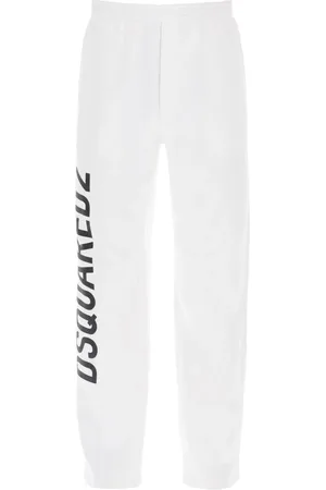 Dsquared2 Bukser, Herre, Hvid, XL, Bomuld, Logo Print Sweatpants