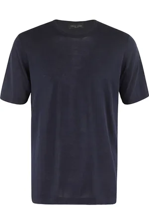 Roberto Collina Top, Herre, Blå, S, Bomuld, Tubular Finish Crew Neck Sweater