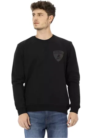 AUTOMOBILI LAMBORGHINI Sweathshirts & Hoodies, Herre, Sort, L, Bomuld, Elegant Shield Logo Crewneck Sweatshirt