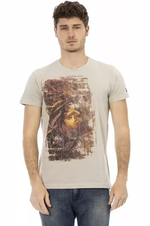 Trussardi Top, Herre, , 2XL, Bomuld, Rund Hals Tee med Front Print