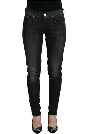 Fiorucci Jeans, Dame, Sort, W28, Denim, Sorte Skinny Jeans med Lav Talje