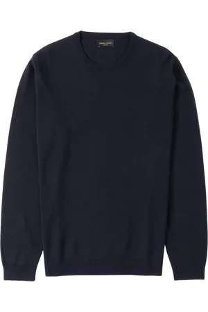 Roberto Collina Strik, Herre, Blå, L, ML Crew Neck Sweater