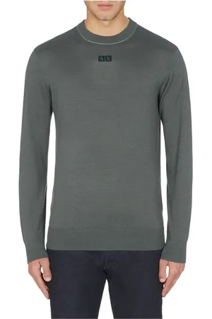 Armani Exchange Sweathshirts & Hoodies, Herre, Grøn, XS, Bomuld, Grøn Letvægts Sweater Forår/Sommer 2022