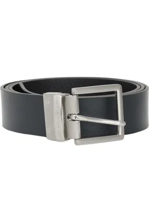 Armani Exchange Tilbehør, Herre, Sort, 3XS, Læder, Dobbelt-Face Læderbælte med Metal Spænde