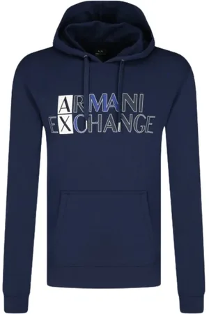 Armani Exchange Sweathshirts & Hoodies, Herre, Blå, XS, Bomuld, Blå Hættetrøje i Bomuld