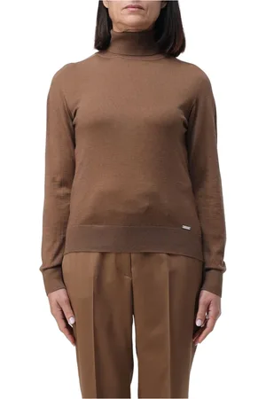 Kiton Strik, Dame, Brun, 2XS, Uld, Højhalset sweater
