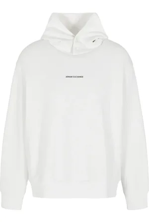 Armani Exchange Sweathshirts & Hoodies, Herre, Hvid, M, Bomuld, Hvid Hættetrøje Fransk Terry Aw24
