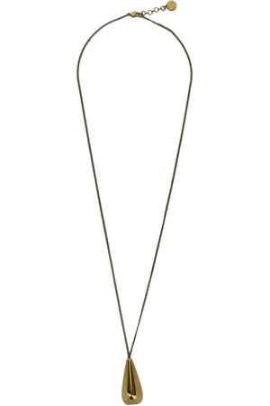 Alexander McQueen Tilbehør, Dame, Grå, ONE SIZE, Uld, Guld Tear-Drop Vedhæng Halskæde