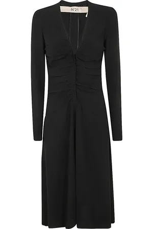 Nº21 Kjole, Dame, Sort, 2XS, Polyester, Sort Midi Kjole Elegant Stil