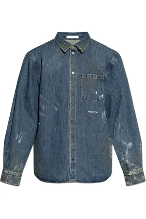 Helmut Lang Skjorte, Herre, Blå, 2XS, Denim, Denim skjorte med vintage effekt