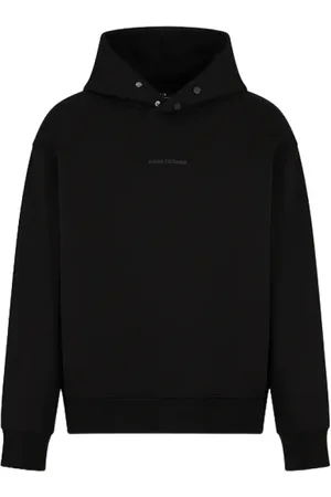 Armani Exchange Sweathshirts & Hoodies, Herre, Sort, XS, Bomuld, Sort Hættetrøje Fransk Terry Aw24