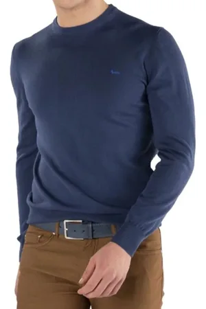 HARMONT&BLAINE Sweathshirts & Hoodies, Herre, Blå, S, Bomuld, Blå Sweater med Bassotto Broderi