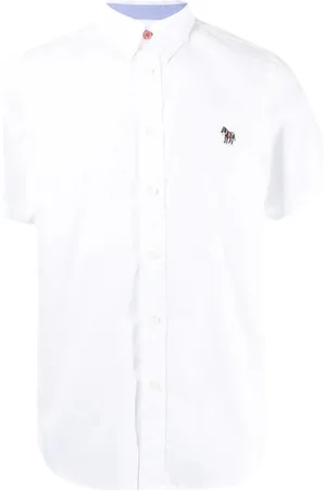 Paul Smith Skjorte, Herre, Hvid, S, Bomuld, Broderet Logo Bomuldsskjorte