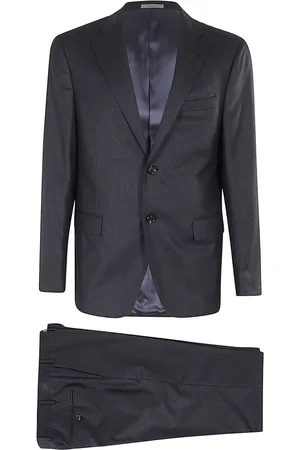 corneliani Jakkesæt, Herre, Blå, XL, Uld, Flannel Houndstooth Kjole
