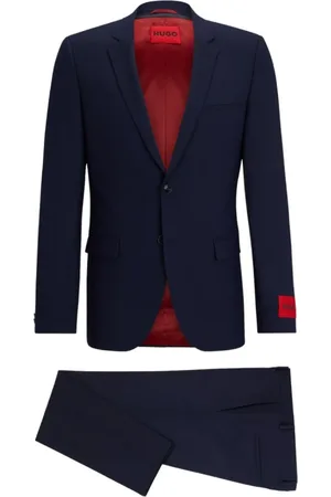 HUGO BOSS Jakkesæt, Herre, Blå, XL, Uld, Blå Uldblanding Ekstra-Slim-Fit Jakkesæt