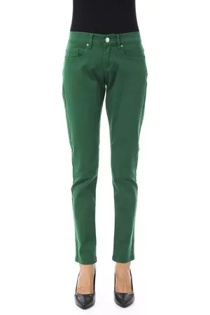 Byblos Jeans, Dame, Grøn, W25, Bomuld, Grøn Slim Fit Bomuld Bukser