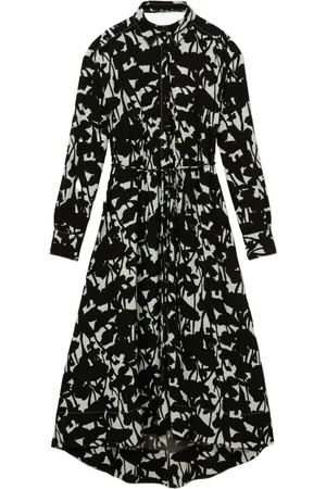 Proenza Schouler Kjole, Dame, Flerfarvet, L, Rayon, Abstrakt Blomstret Midi Skjortekjole