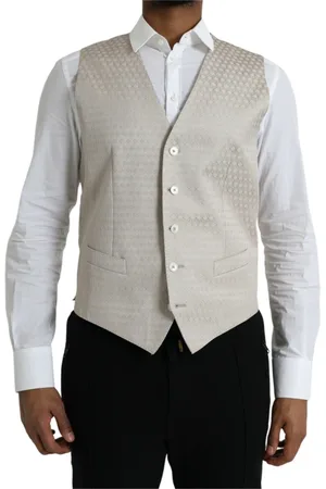 Dolce & Gabbana Jakkesæt, Herre, Hvid, M, Bomuld, Off Bomuld Formel Kjole Vest