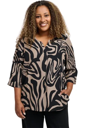 Pont Neuf Bluser & Skjorter, Dame, Flerfarvet, 2XL, Uld, Moude Bluse med V-hals og ¾-ærmer