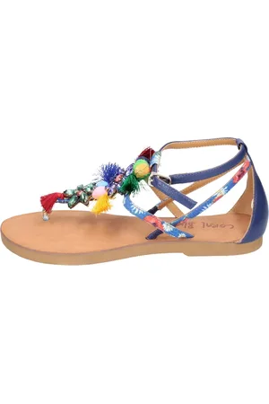 Coral Blue Sko, Dame, Flerfarvet, 36 EU, Uld, Læder Damesandaler Stilfuld Kollektion