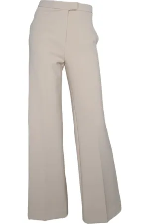 Kaos Bukser, Dame, Hvid, XS, Polyester, Palazzo Crepe Stretch Bukser Elfenben