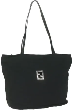 Fendi Pre-owned, Dame, Sort, ONE SIZE, Tyl, Pre-owned Canvas fendi-tasker