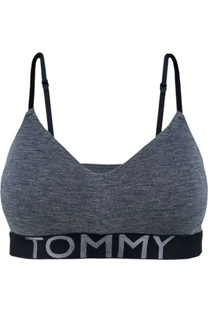 Tommy Hilfiger Sport, Dame, Grå, XS, Polyester, Behagelig BH med justerbare stropper