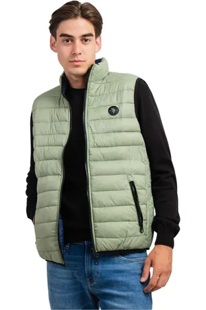 U.S. Polo Assn. Jakke, Herre, Grøn, XL, Uld, Vendbar Herrevest Grøn/Marine