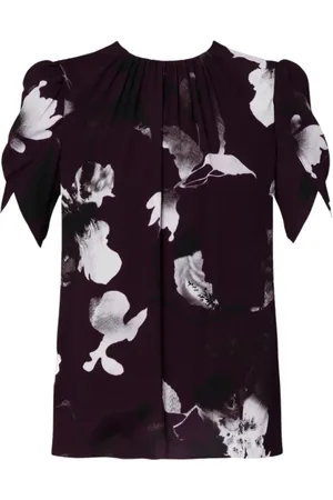Erdem Bluser & Skjorter, Dame, Lilla, S, Blomstret Crew Neck Top