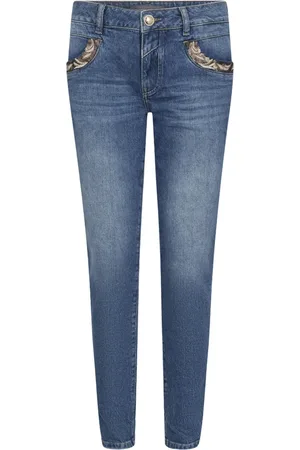 Mos Mosh Jeans, Dame, Blå, W28, Bomuld, Blå Broderet Paillet Jeans