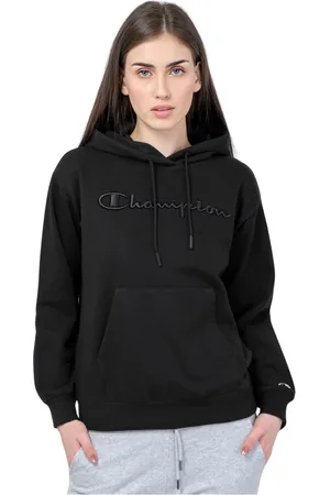 Champion Sweathshirts & Hoodies, Dame, Sort, L, Bomuld, Sort hættetrøje med broderet logo