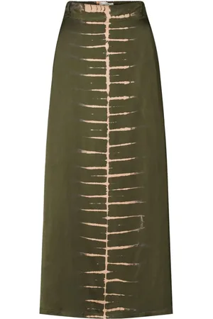 Rabens Saloner Nederdel, Dame, Grøn, XL, Uld, Elegant Slids Nederdel Cesilla Forrest